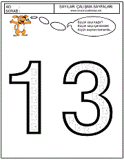 okul öncesi 13 sayısı çizgi çalışması